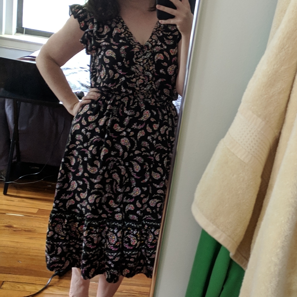 Old Navy Floral Black Maxi Dress (L)
